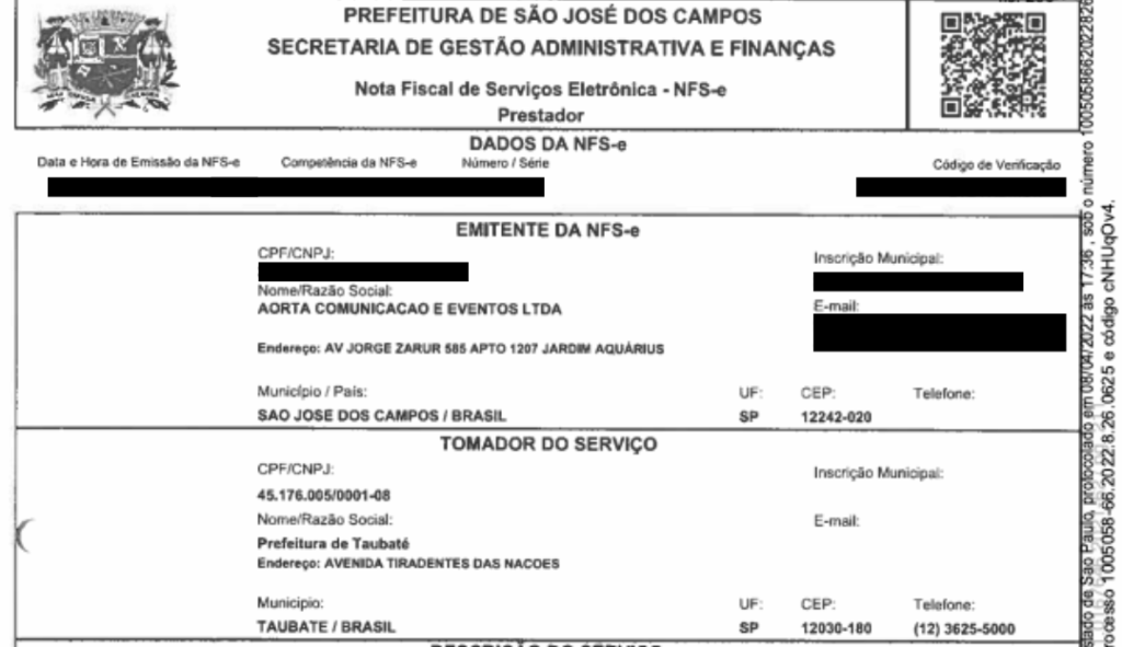 NF da Aorta faturada no apartamento do sócio (Reprodução TJSP)