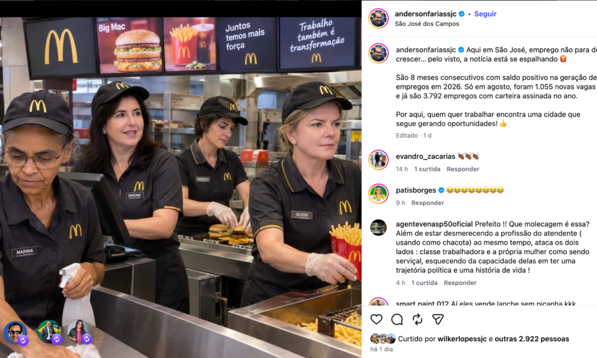 Petistas reagem a memes do prefeito bolsonarista de São José
