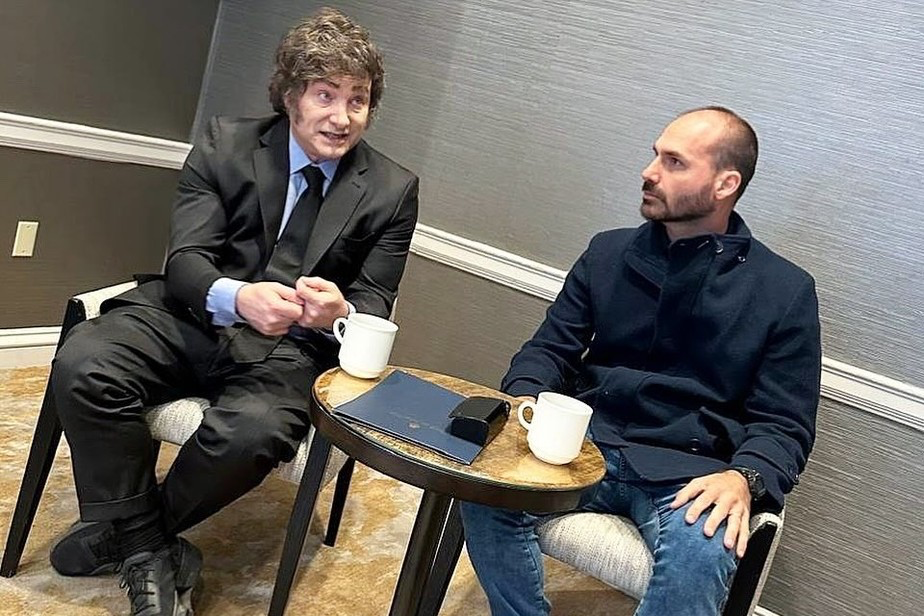 Milei e Eduardo Bolsonaro podem se encontrar nos Estados Unidos